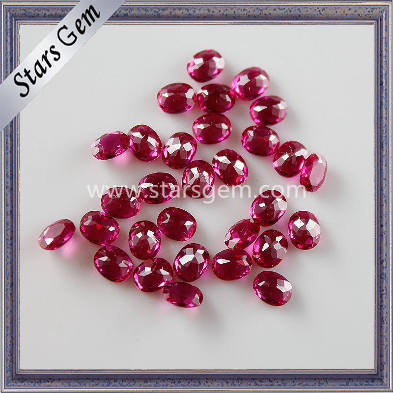 Oval Small Size #5 Red Synthetic Corundum Ruby Gemstone