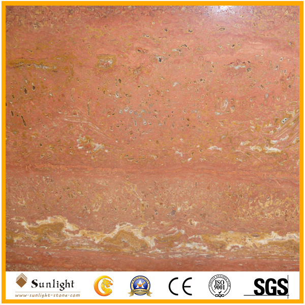 Sunset Red Travertine Marble for Flooring, Tiles, Slabs, Fireplace, Pavers