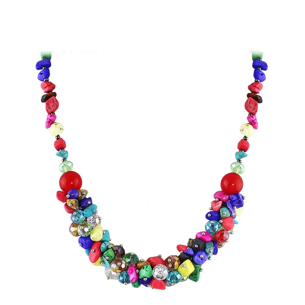 Bohemia Style Colorful Bead Stone Crystal Chain Necklace