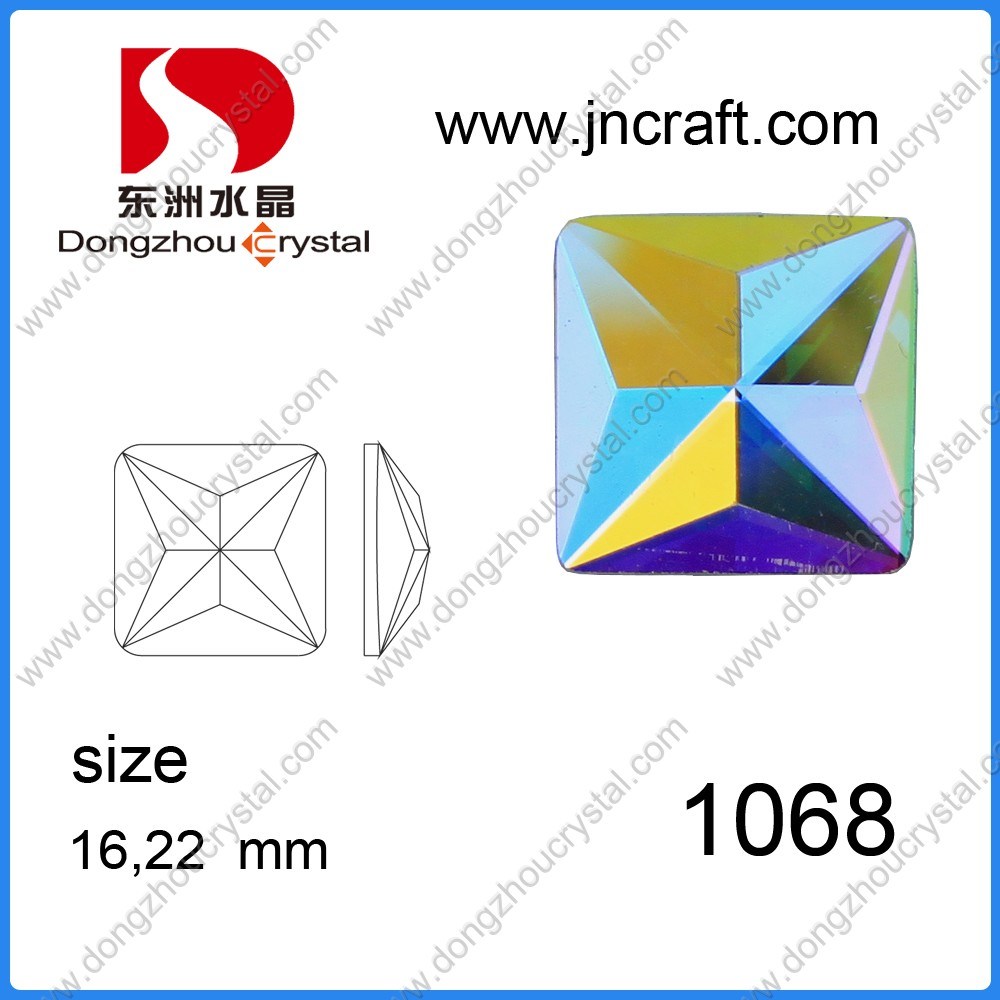 Dz-1068 Faceted Crystal Ab Glass Fancy Square Shape Colorful AAA Grade Stone