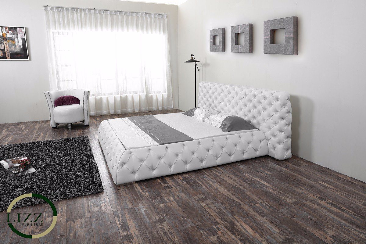 European Stylish Leather Bed with Crystals