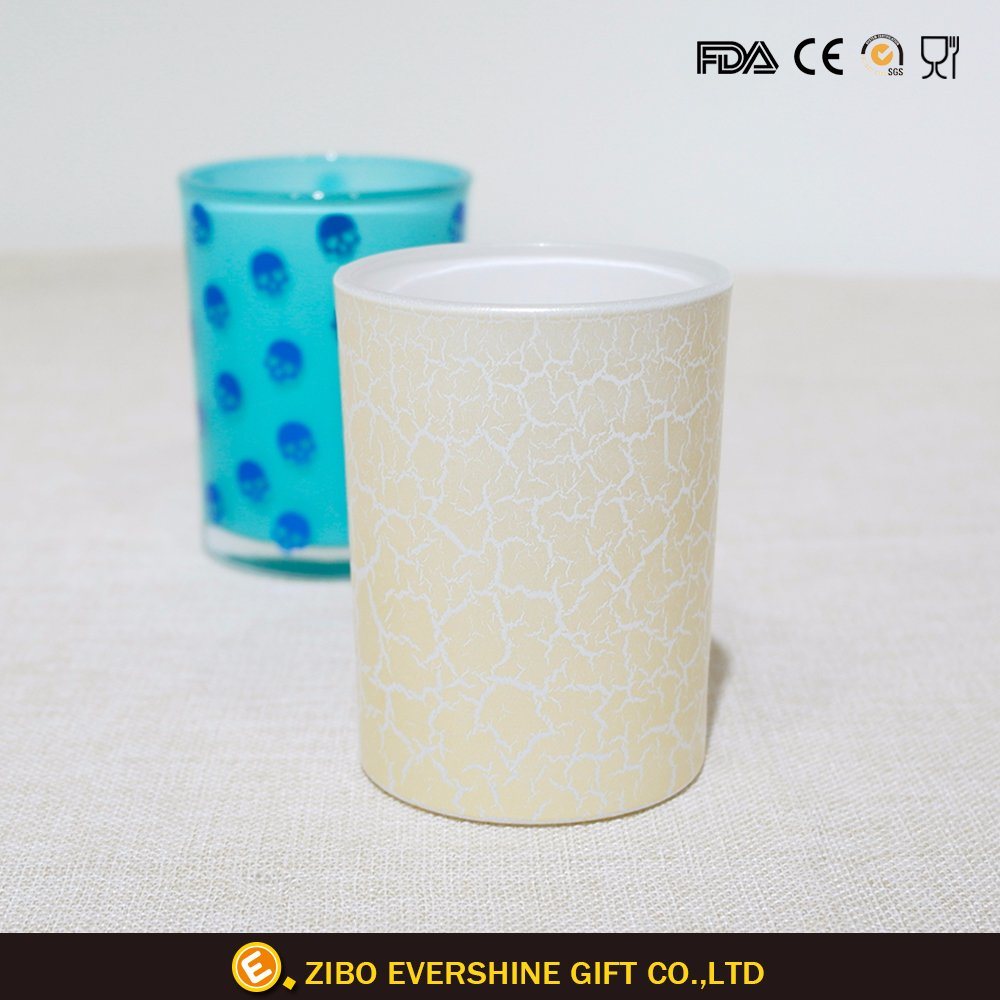 Coloured Crackle Drinking Glass Tumbler with Lid