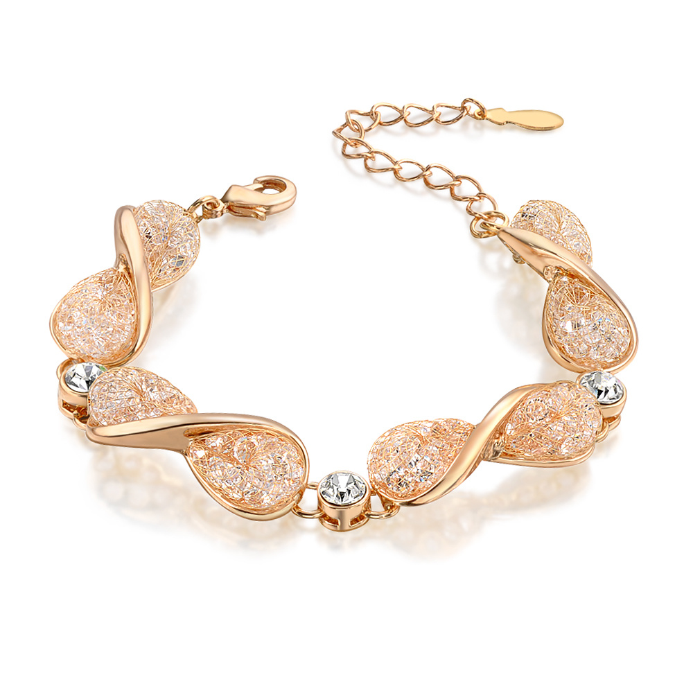 Hot Sale Dubai Gold Mesh Crystal Fashion Bracelet for Woman