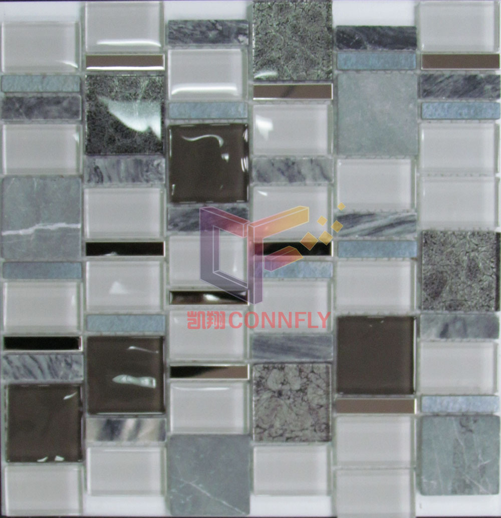 Irregular Shape Glass with Stone Mosaic (CS153)