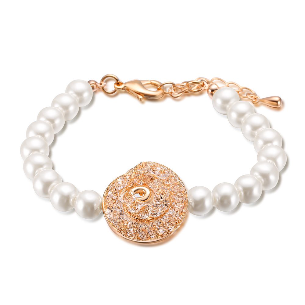 New Design Fashion Beads Pearl Alloy Bangle Jewelry with Charms