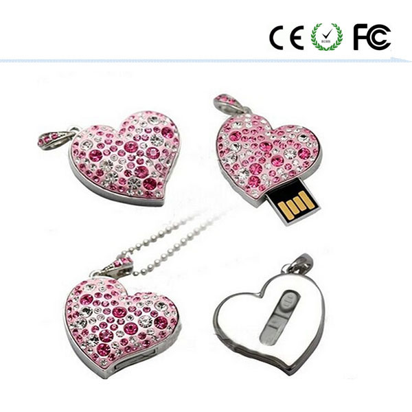 Jewelry Pink Peach Heart USB Flash Drive 8GB Pendrive Flash Memory