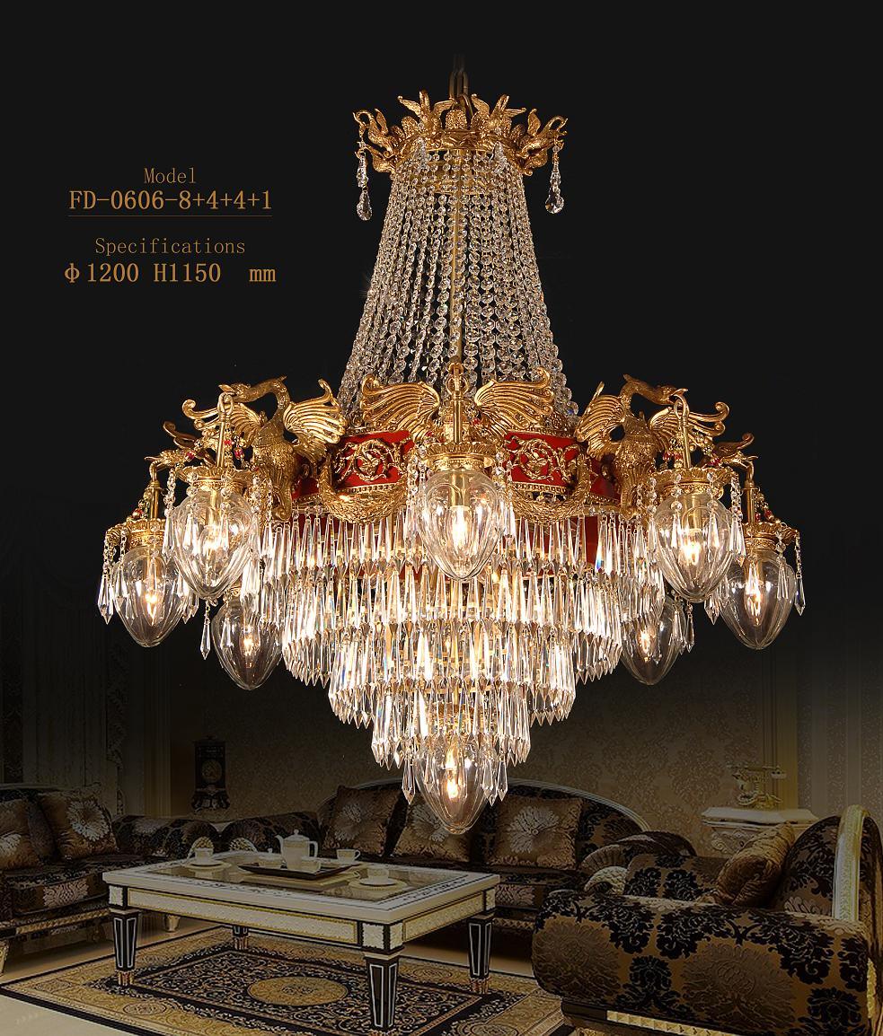 Classical Brass with Crystal Luxury Chandelier Pendant Lamp (FD-0606-8+4+4+1)