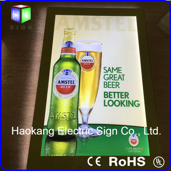 LED Picture Frame Crystal Acrylic Light Box Beer Sign for Wall Mounted Display Board
