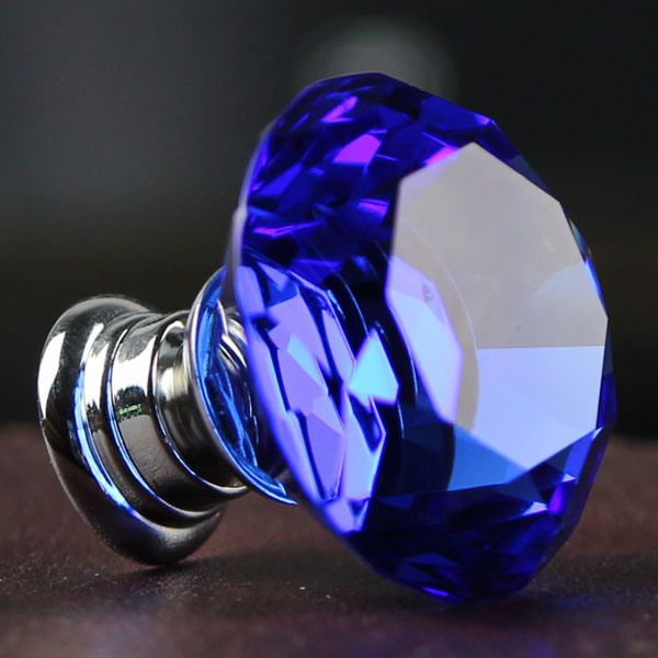 Dia. 30mm Blue Little Crystal Knobs in Silver