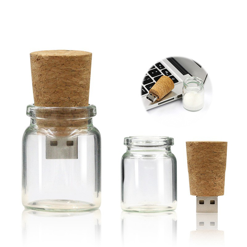 Wood Bottle Corks USB Flash Drive Transparent Pendrive 4GB 8GB 16GB 32GB for Promotional Gift