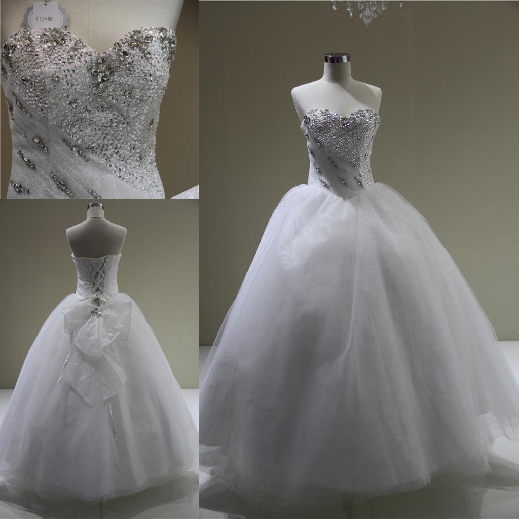 Wholesale Customize Crystals Bodice Ball Gown Bridal Wedding Dresses Cheap