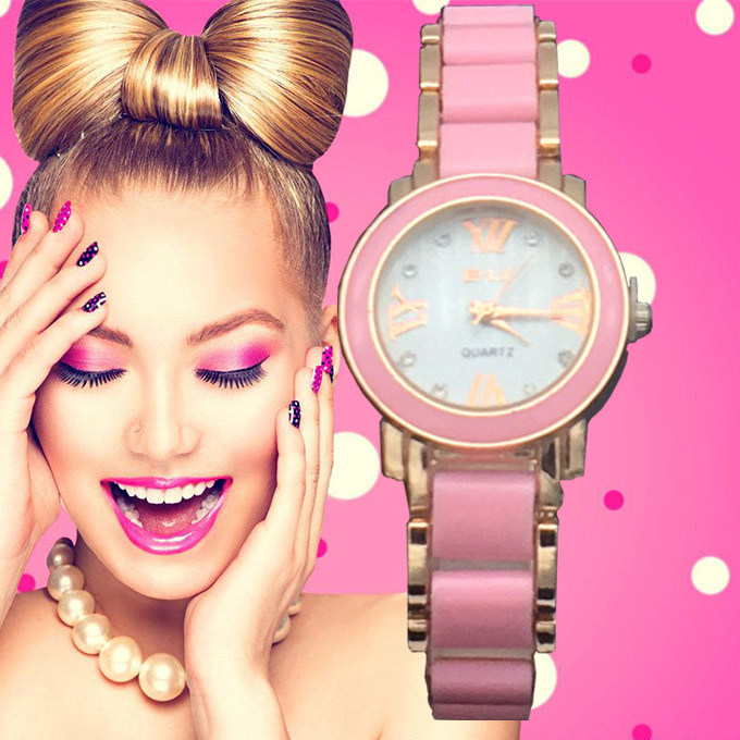 Vs-495 Ladies Plastic Luxury Bracelet Watches with Ceramic Fine Steel Strap