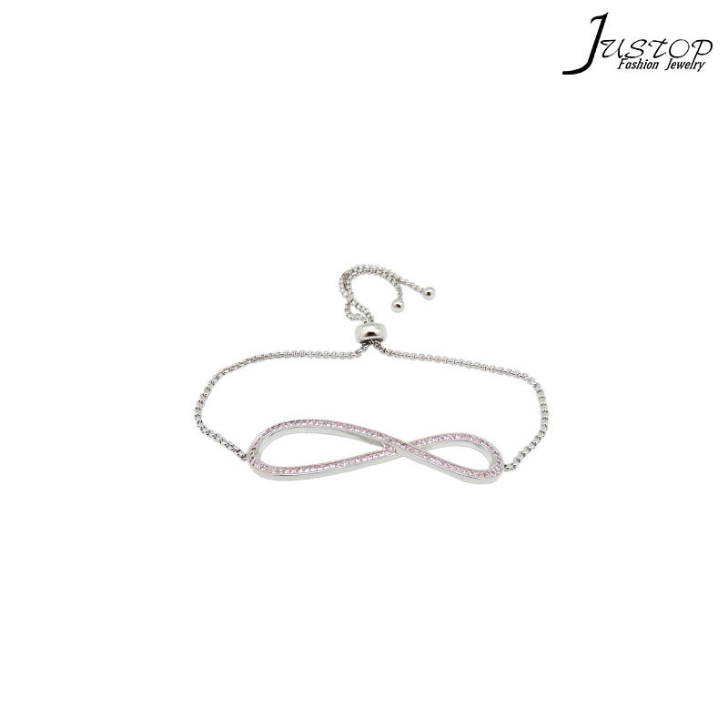 Adjustable White Gold Zircon Stone Infinity Bracelet for Women