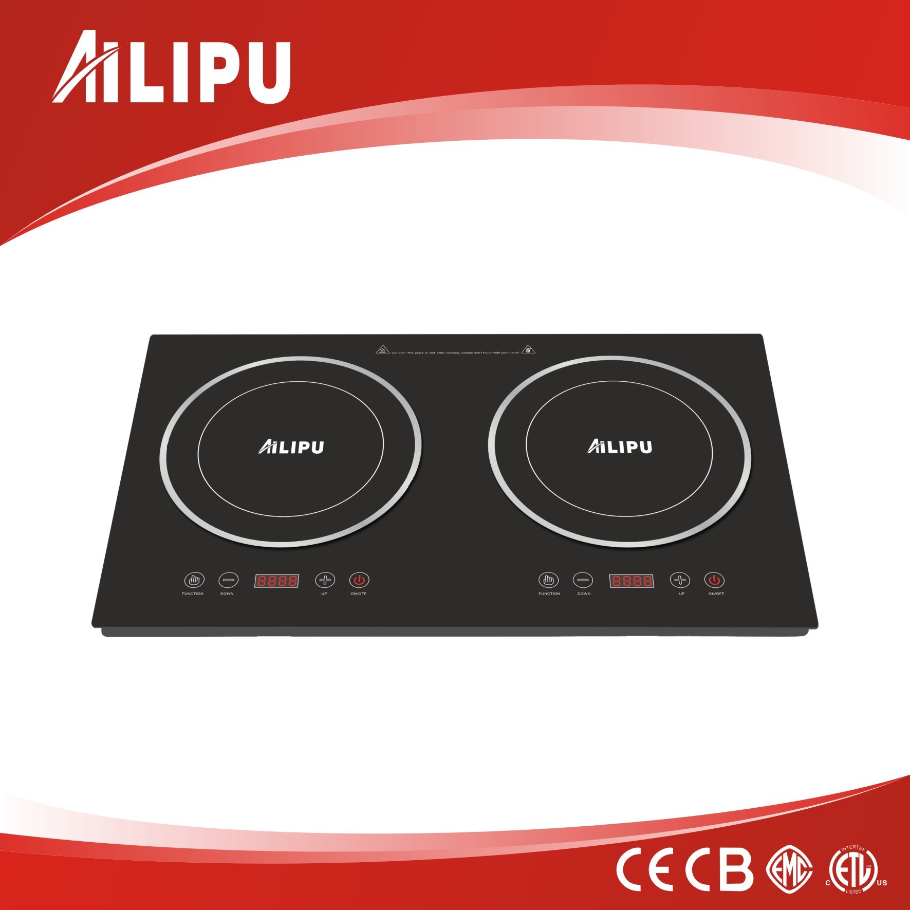 2016 New Design CE CB RoHS EMC Double Induction Hobs/Electric Burners Plate