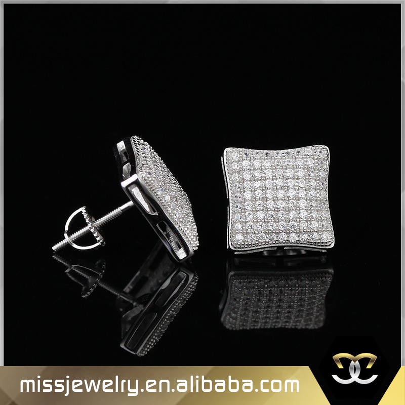 Daily Wear Square 14K Gold Diamond Earrings for Men Mjce032