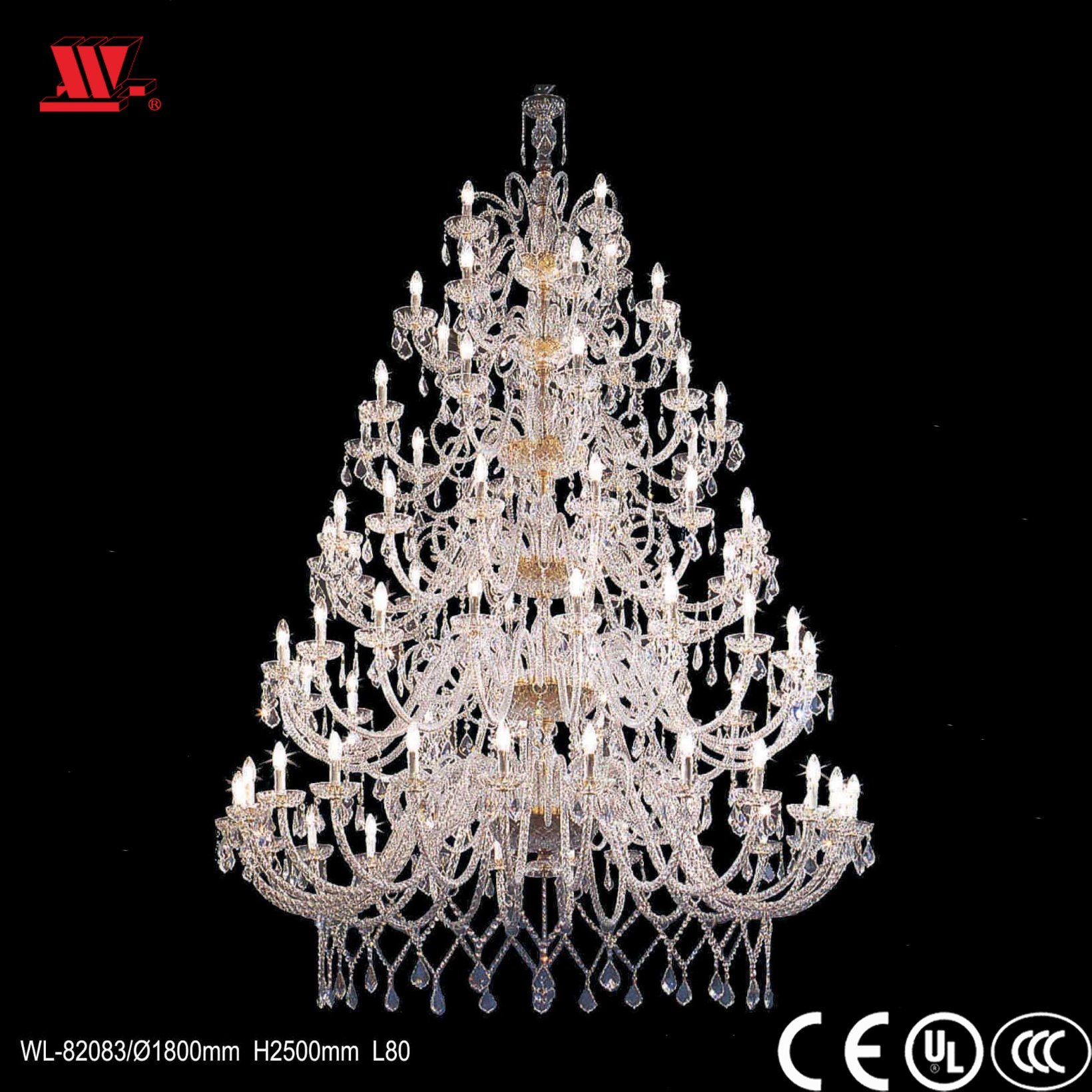 Traditional Crystal Chandelier with Glass Decoration Wl-82083