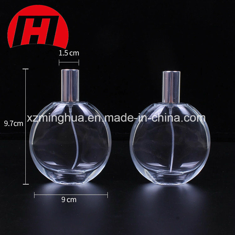 Unique 30ml Round Flat Atomizer Glass Perfume Bottle