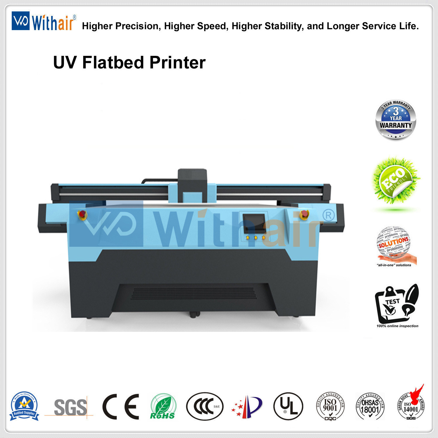 UV Glass Printer with LED UV Lamp & Epson Dx5/Dx7 Heads 1440dpi Resolution