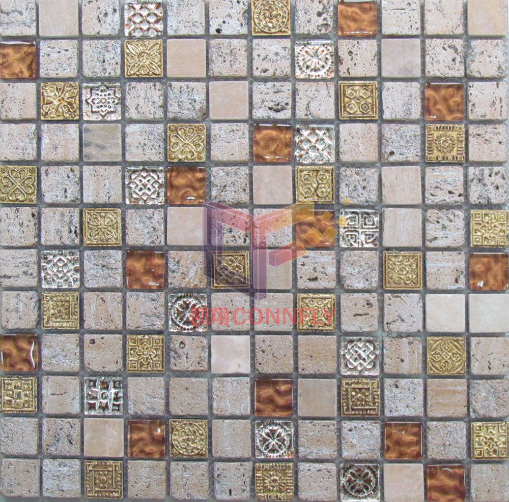 Brick Red Glass with Resin Mosaic (CSR063)