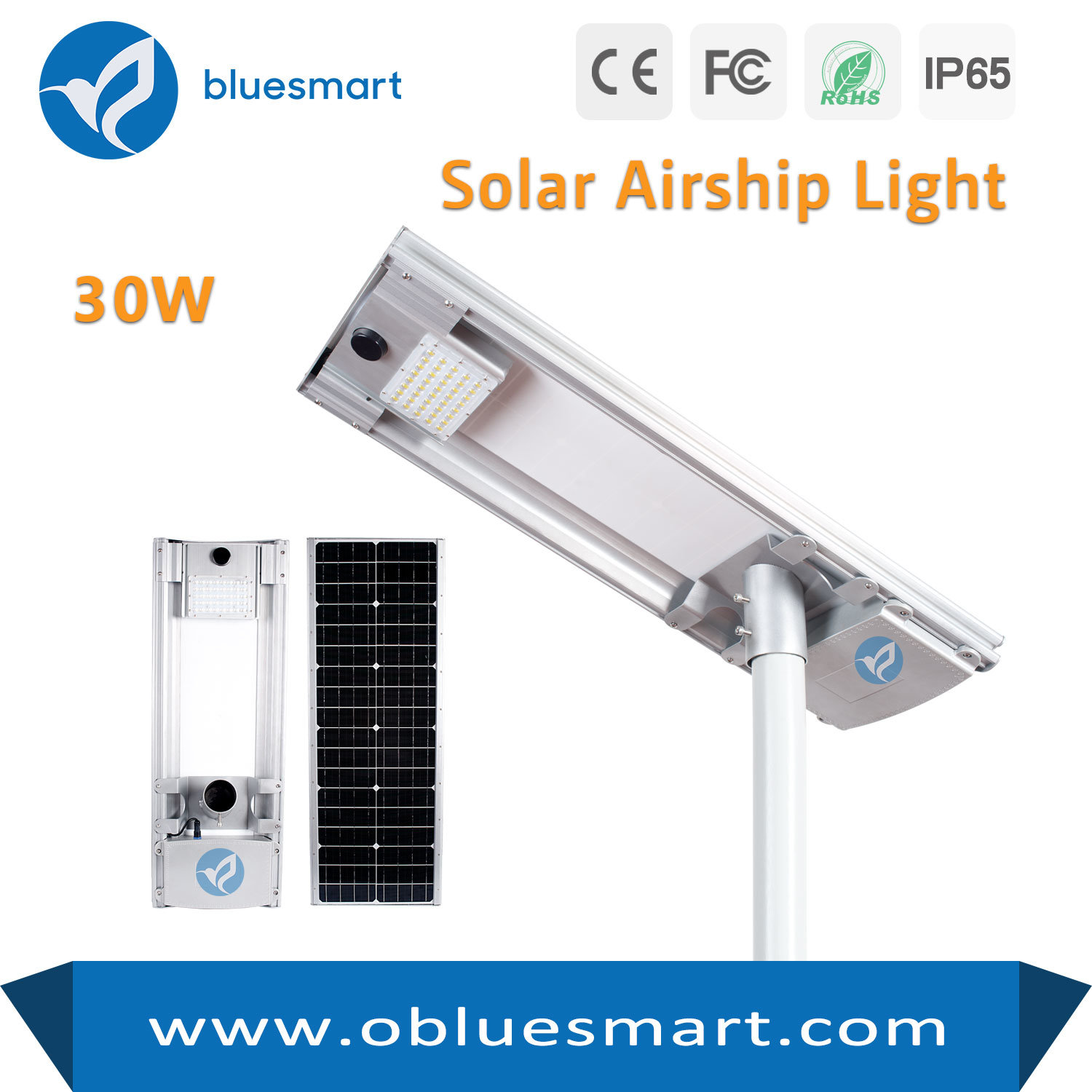 Integrated Solar LED Street Lamp with Solar Panel