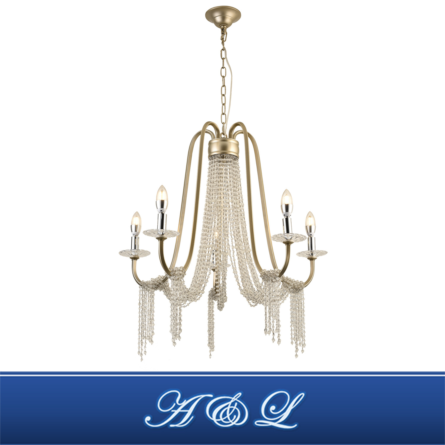 Classical Design 5-Light Decorative Crystal Chandelier Lamp for Hallway, Bedroom, Living Room, Kitchen, Dining Room (Chrome)