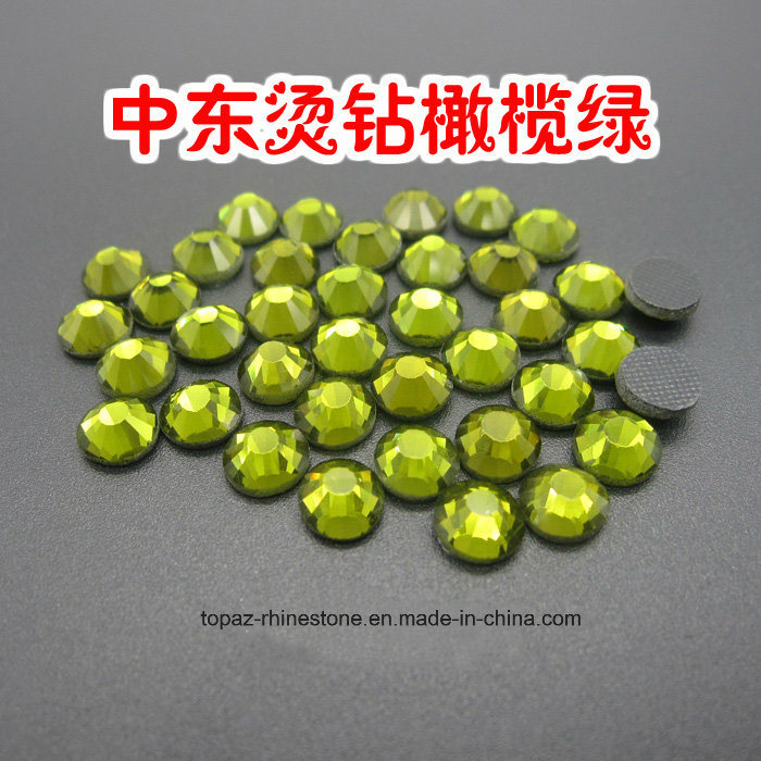 Machine Cut Hotfix Crystals Strass Crystal for Clothes (SS16 Olivine/3A grade)