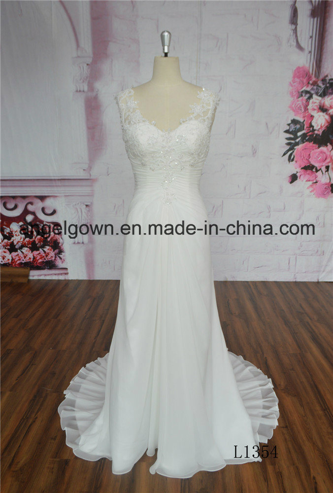 Elegant Low Back A-Line Lace Wedding Dress 2016