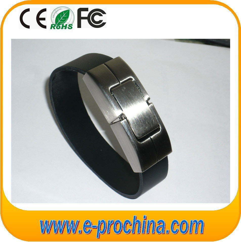 Wristband USB Flash Drive Leather Bracelet Flash Memory Metal USB Pen Drive (EL-508)
