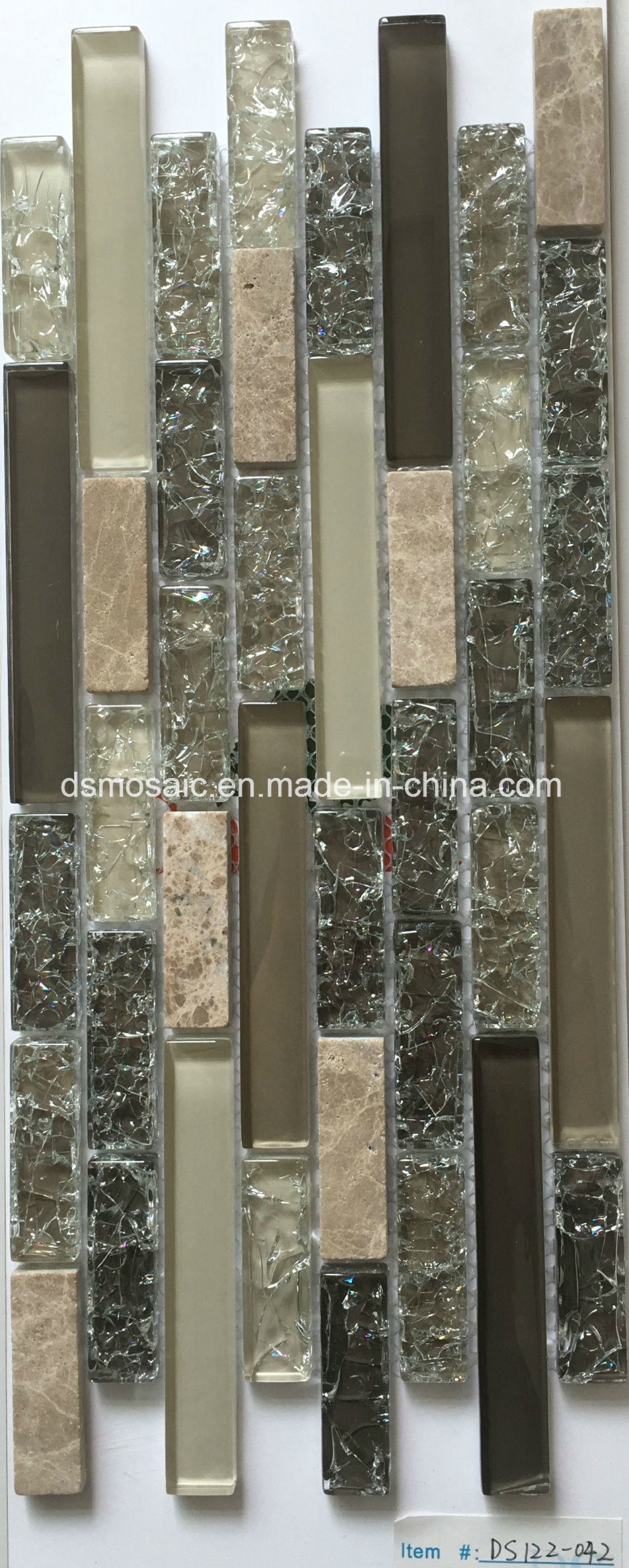 Ice Crack Glass and Natural Marble Stone Mosaic