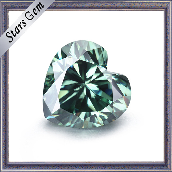MID Green Color Heart Cut Loose Moissanite Diamond
