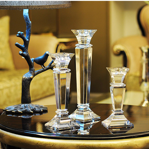 European Tall K9 Crystal Candlestick for Home Decoration