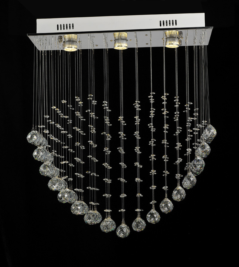 Modern Square Single Heart Shape Crystal Chandelier LED Pendant Light 8006-3