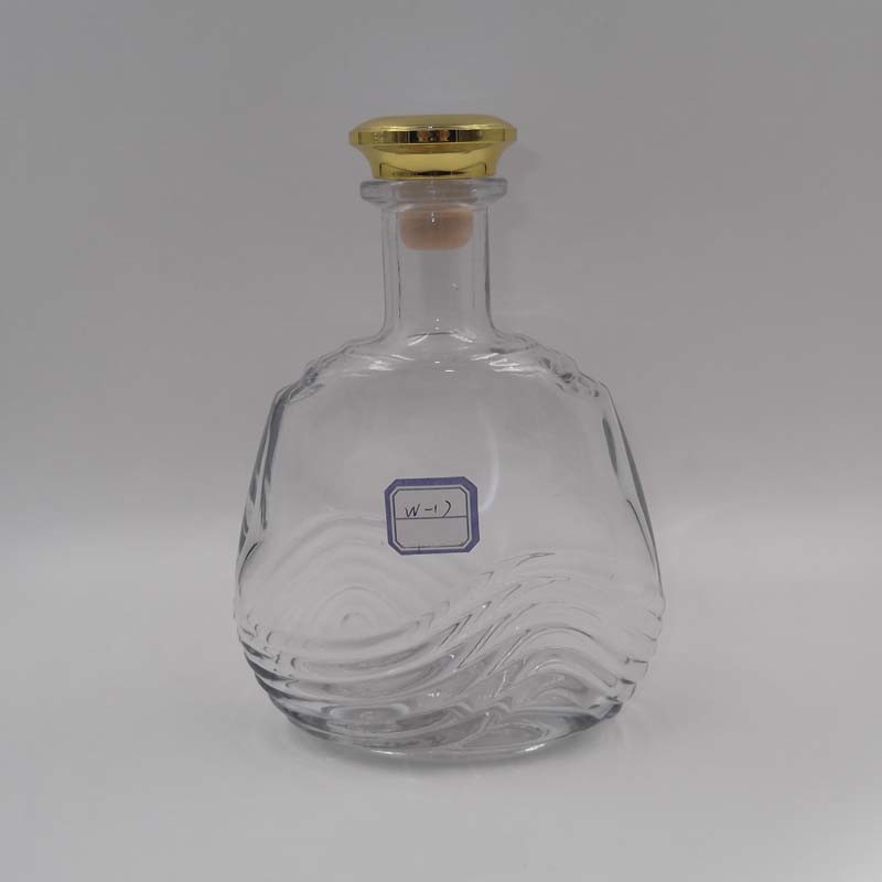 Wholesale 750ml Brandy Bottle/Glass Rum Bottle with Cork Top