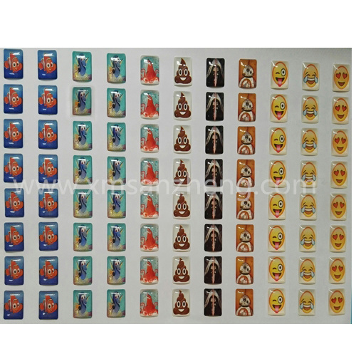 Clear Water Resistant Colorful Square PU Epoxy Resin Domed Emoji Stickers