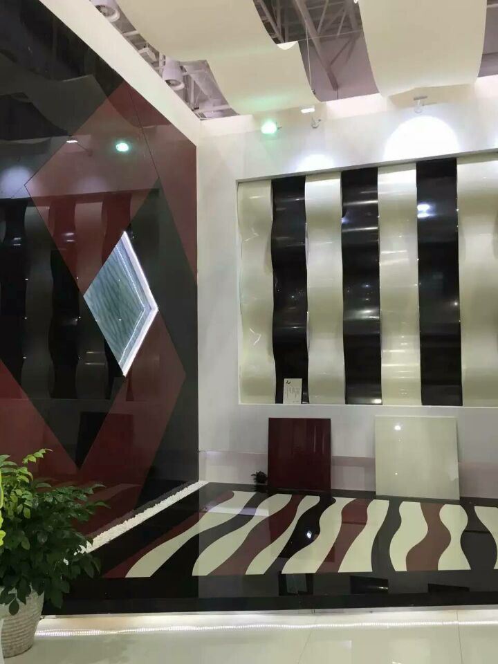 Nano Glass Stone Big Slab Black and Red Tile for Floor and Wall
