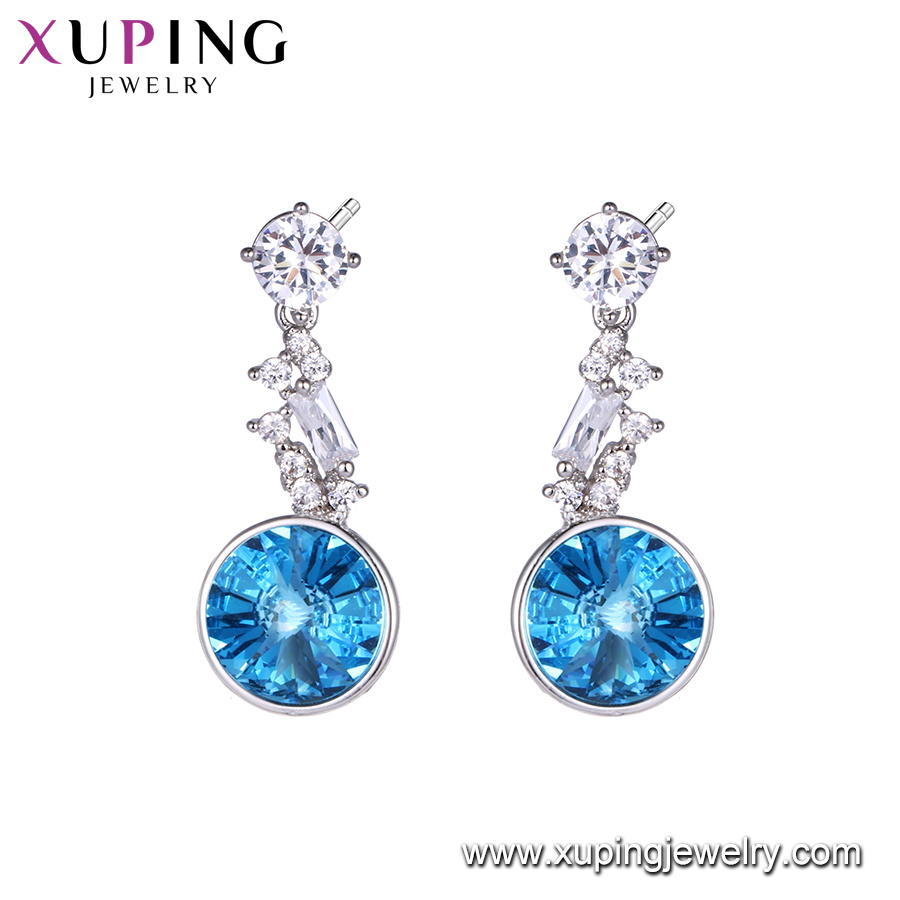 Xuping Drop Fantasy Fancy Design Earrings Saudi Gold Jewelry Crystals From Swarovski