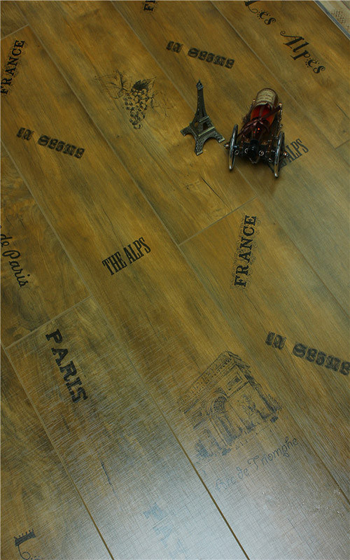 Commrcial 8.3mm Pearl Walnut V-Grooved Waxed Edged Laminate Flooring