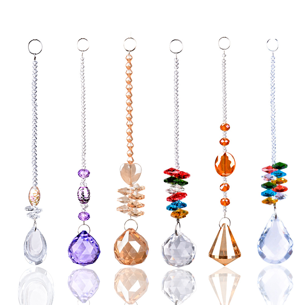 6 Different Design Crystal Suncatcher Prism Fengshui Ornament Chandelier Hanging Pendant Lighting Ball Wedding Home Decor