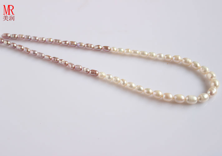 5-6-7mm Mixed Color Rice Freshwater Pearl Necklace (ES129-3)