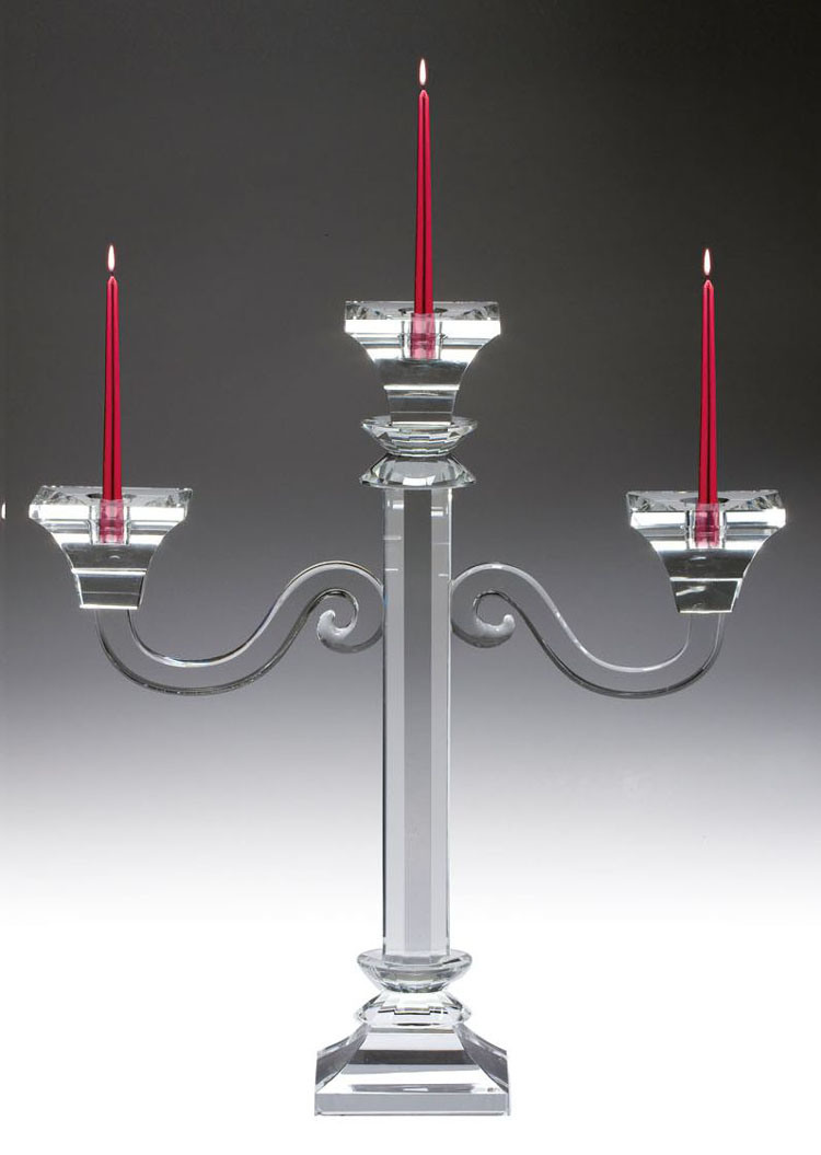 Three Branch Crystal Candleholder for Dinner Table Decoration