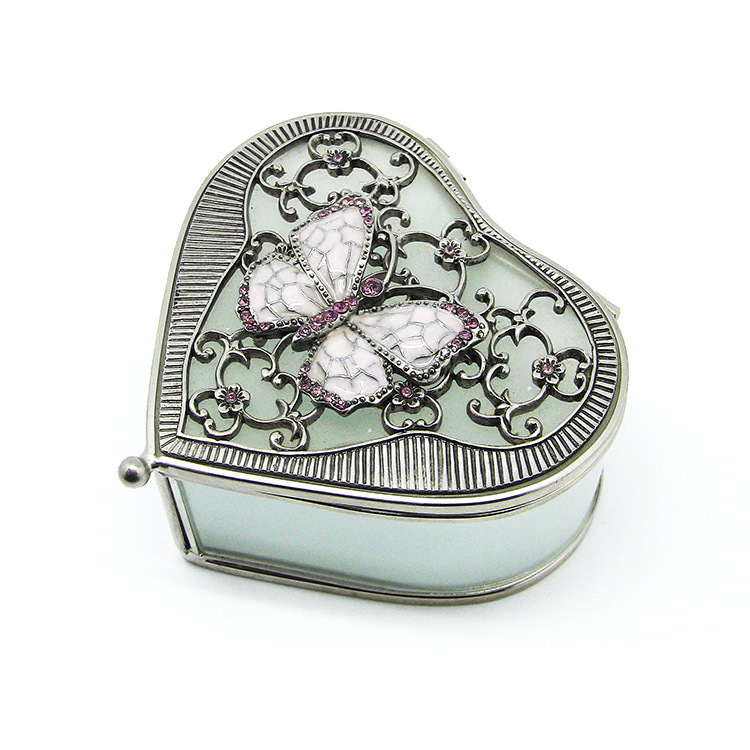 Modern Heart Shape Geometric Glass Ring Jewelry Box (Hx-7335)
