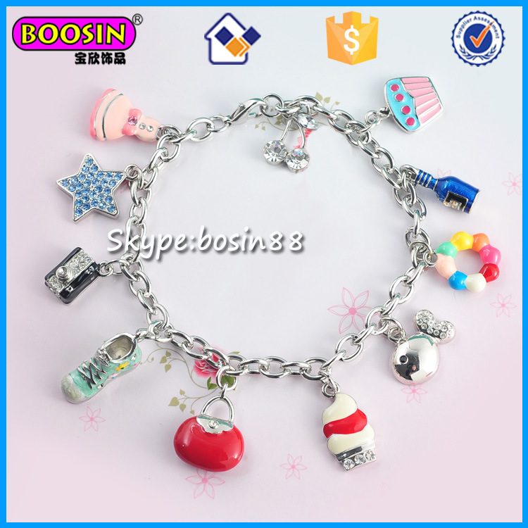 China Factory Silver Color Custom Charm Bracelet Jewelry Wholesale