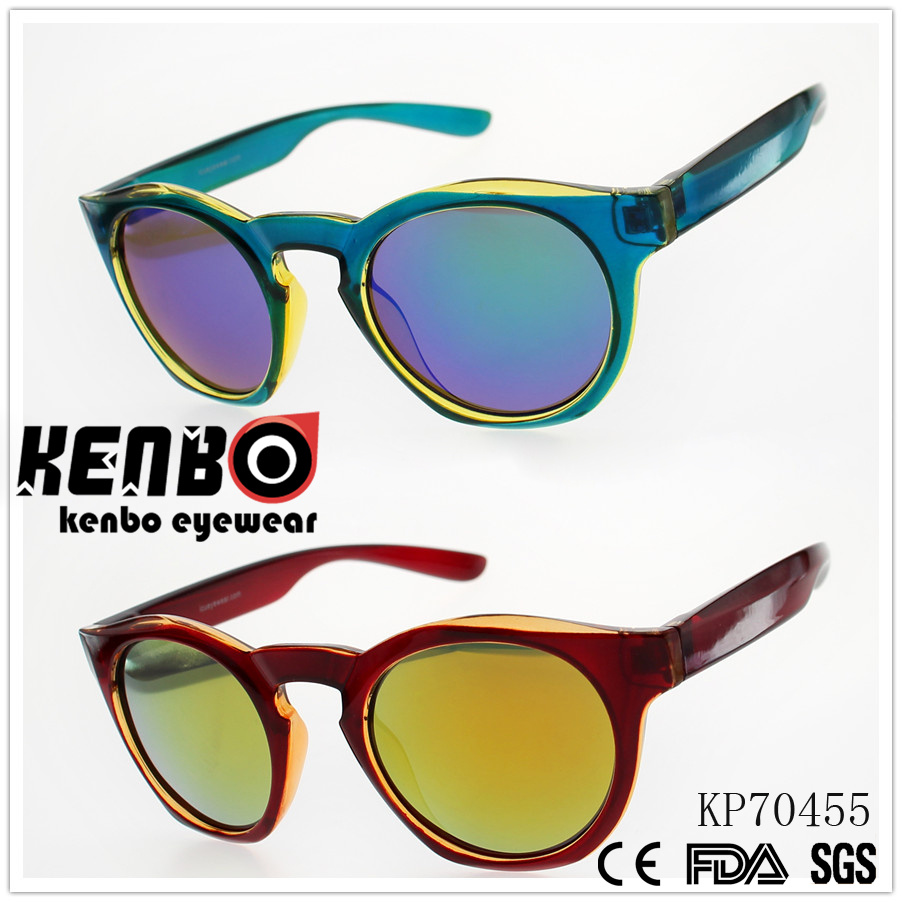 Double Crystal Color Frame Sunglasses with Round Lens Kp70455