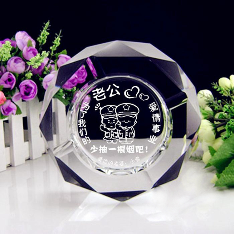 Crystal Ashtray Square Octagonal Creative Gift Living Room Bedroom KTV Personality Customized to Send Father Husband