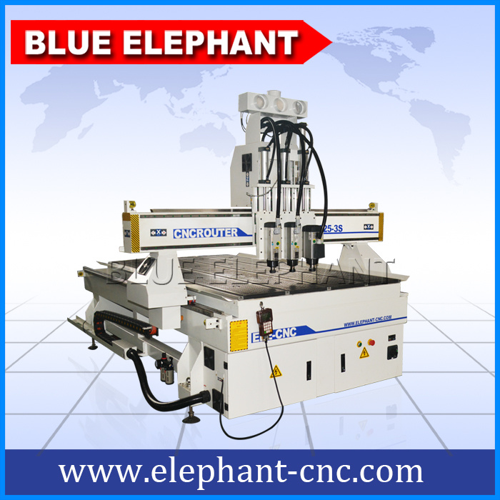 Ele1325 Pneumatic System Three Spindle Wood CNC Router, Woodworking CNC Router for Door Making