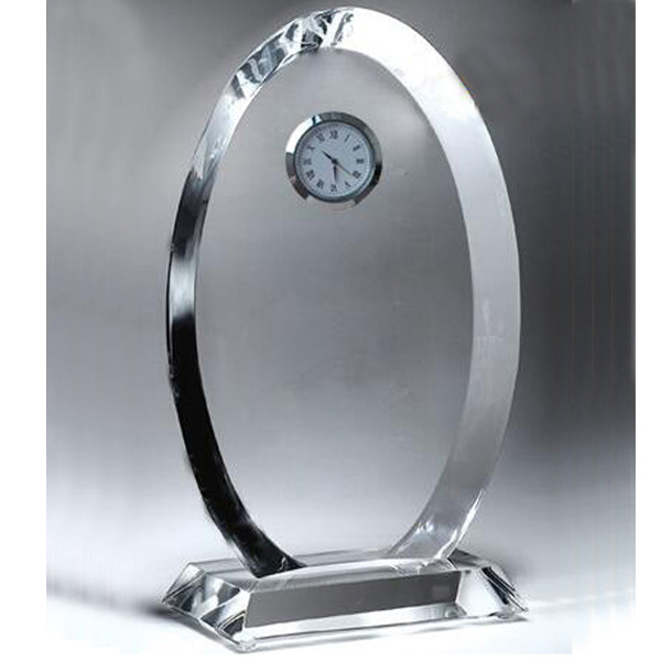 Crystal Glass Trophy Award Clock