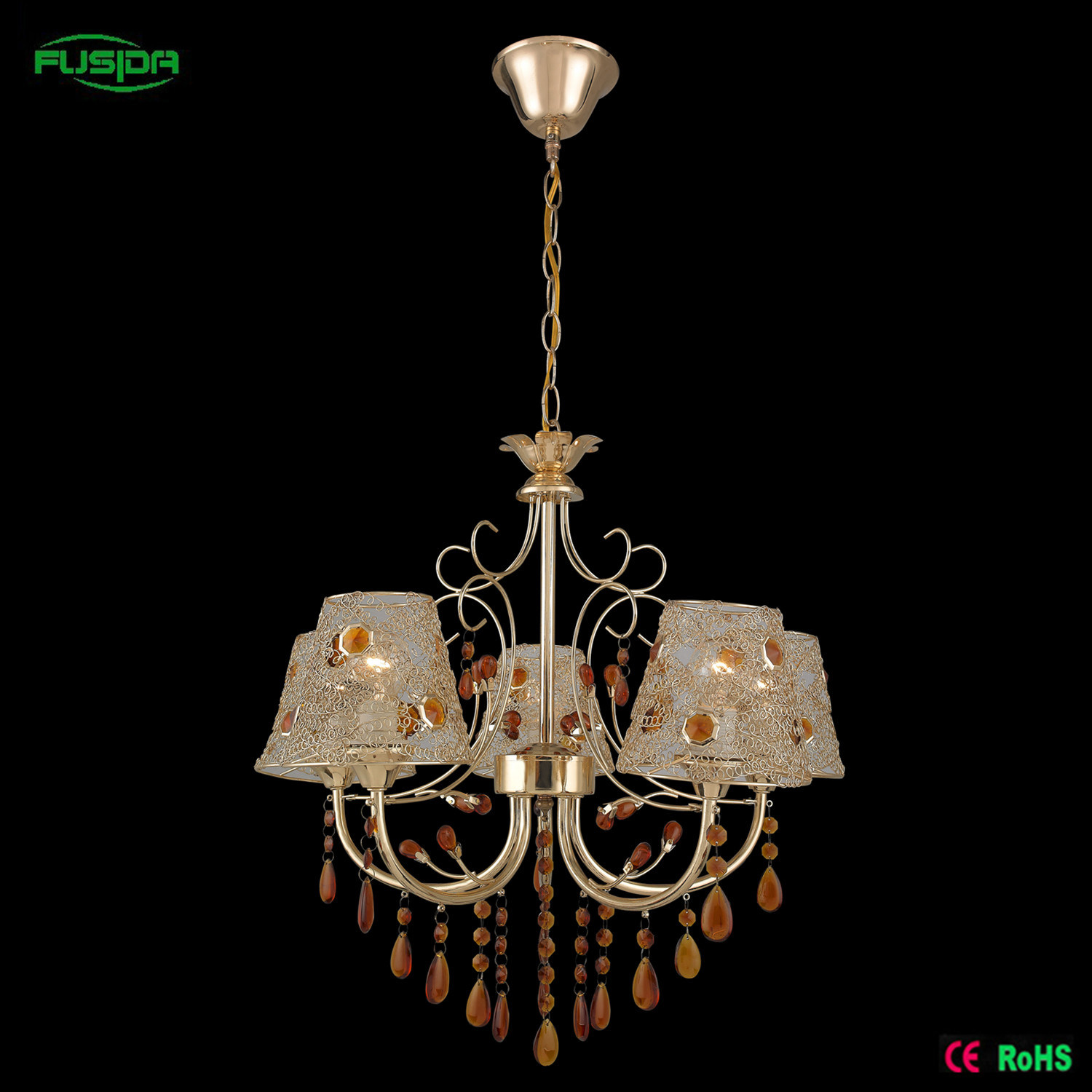 Indoor Chandelier Lamp with Iron Wire Shade