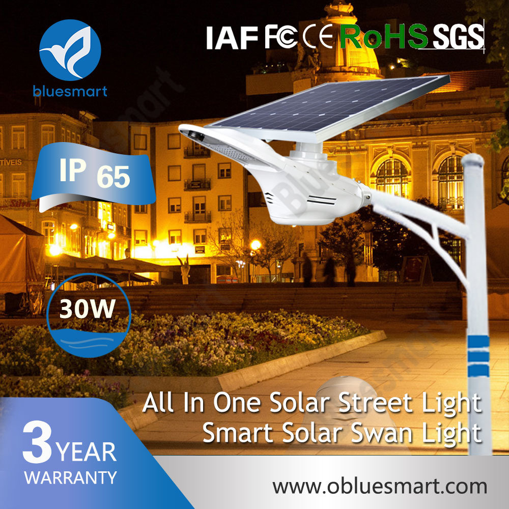 30W Solar Integrated LED Street Lamp Light with Solar Panel