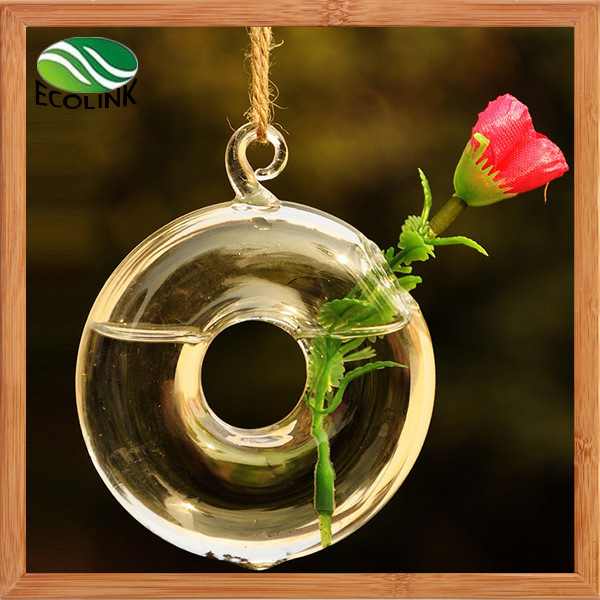 Hanging Round Glass Vase for Home Decoration