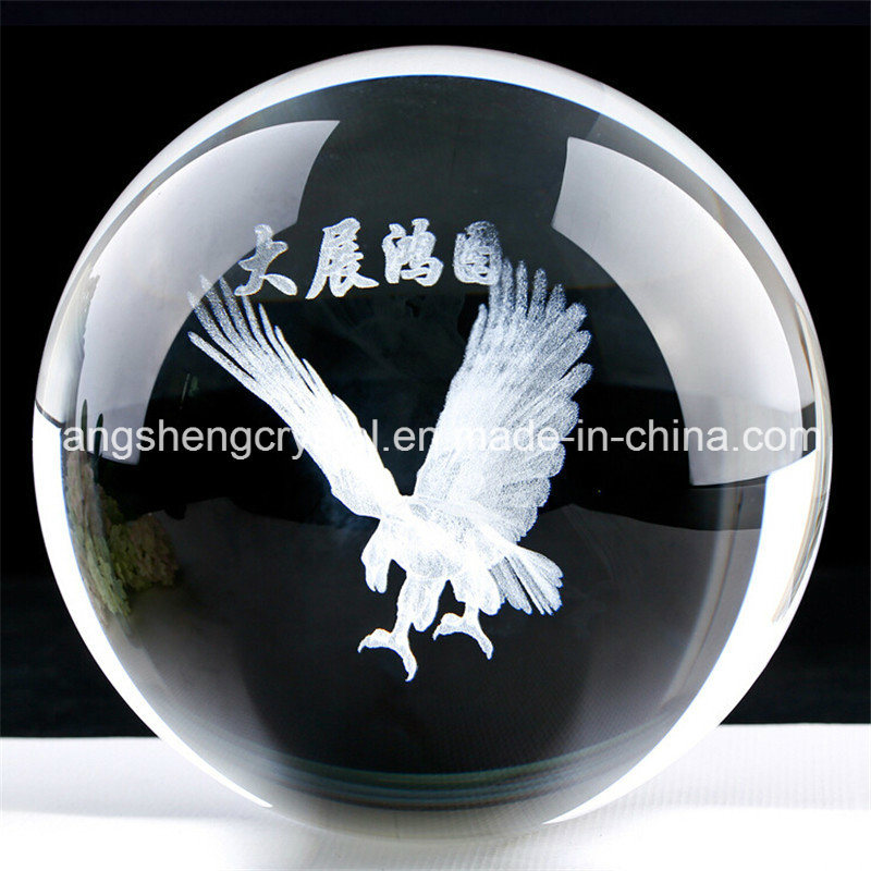 Crystal Transparent Glass Ball with Inner Laser Eagle Image